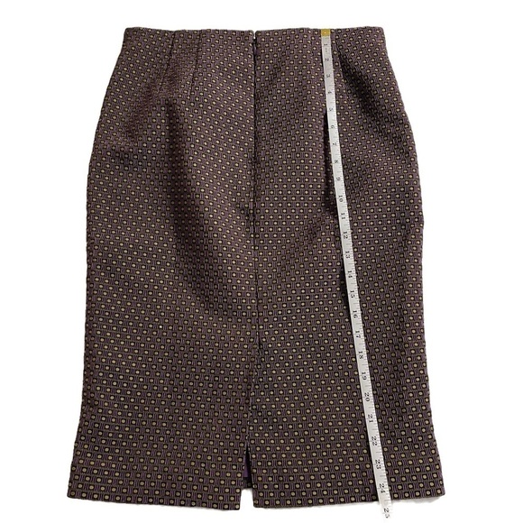 AAN TAYLOR  Purple Gold Textured Midi Below Knee Length Straight Pencil Skirt 6P - Picture 7 of 8